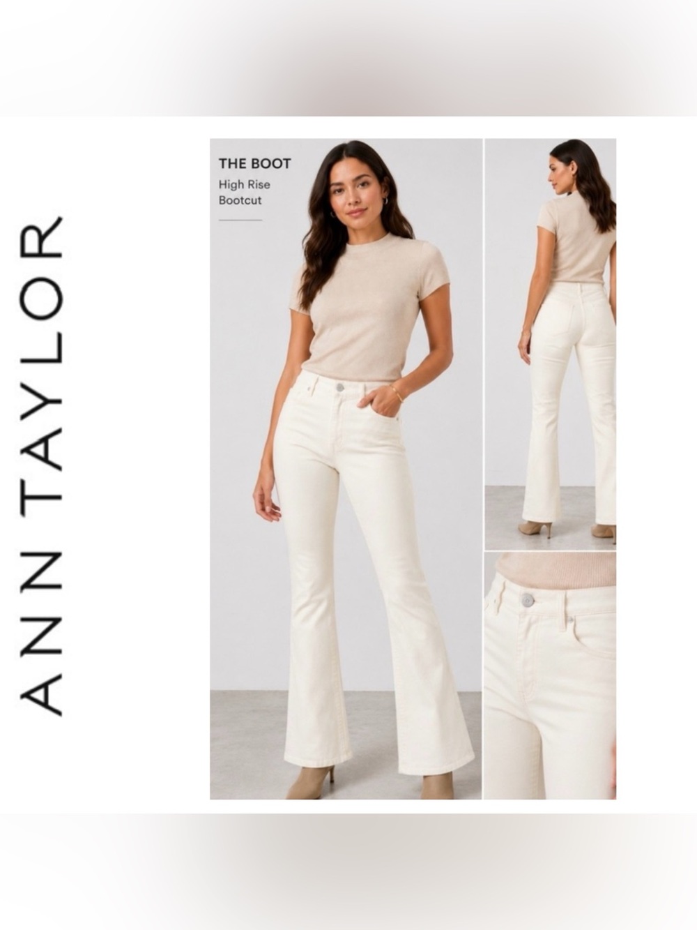 Ann Taylor Curvy Fit The Boot High Rise in Ecru Size 12